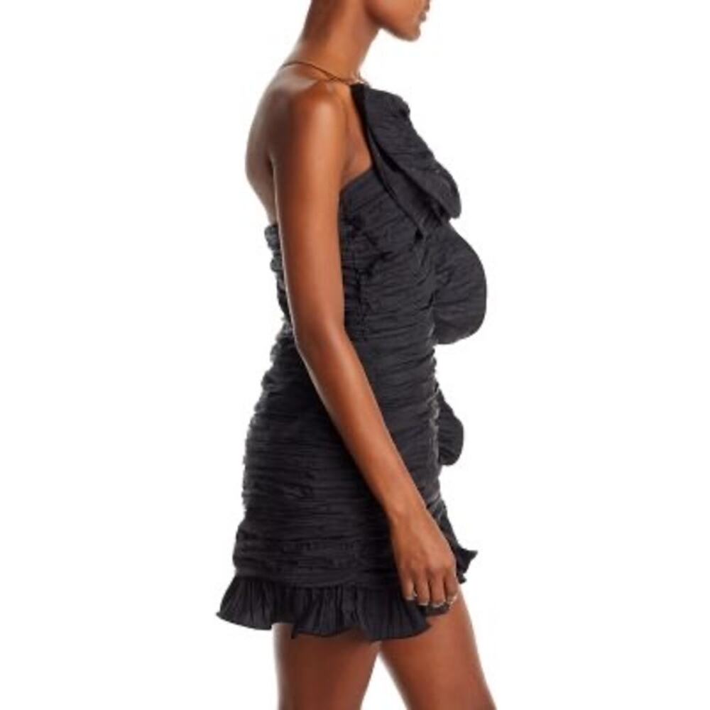 LoveShackFancy ​Brenaya Ruffle Flower Mini Bodycon Dress black size 6 - Picture 12 of 16